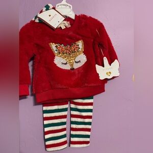 12 months Christmas sweater outfit set (3 pc)